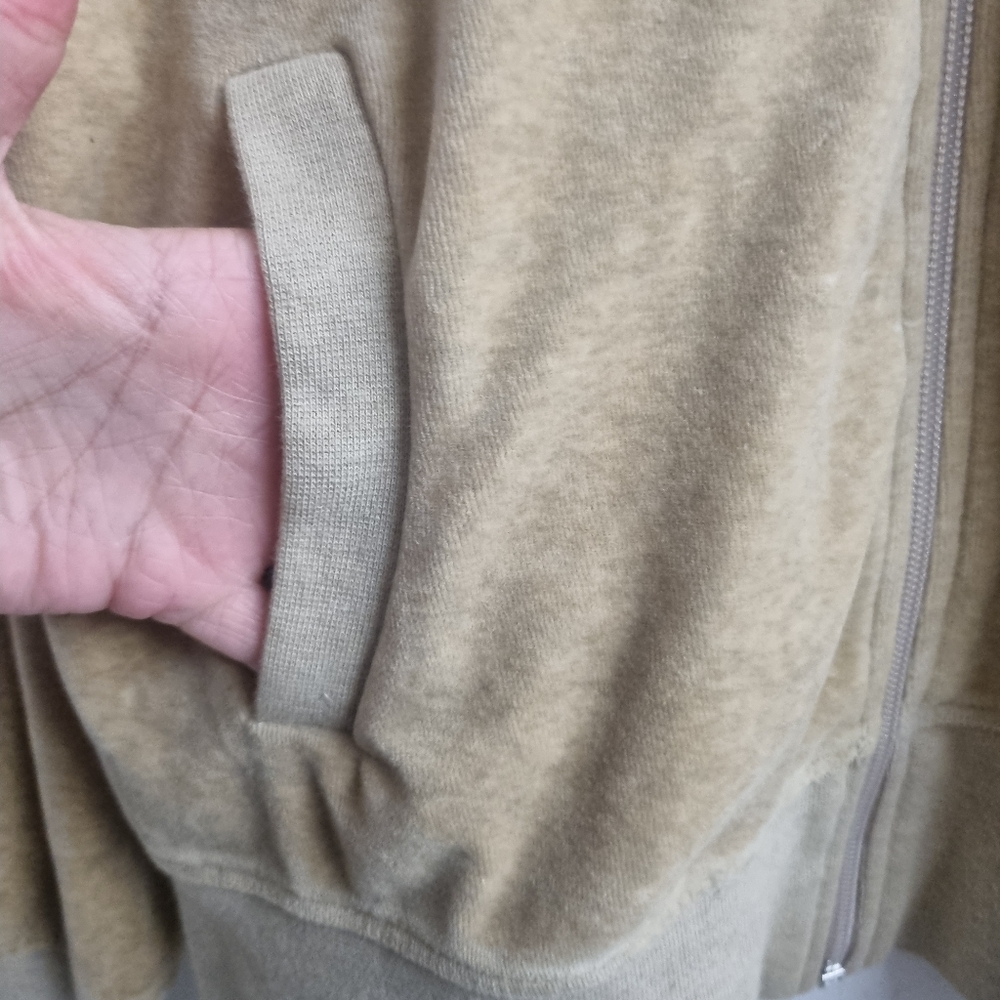 Vtg sandy colour velour track jacket size uk 14 2003 made - Picture 6 of 7
